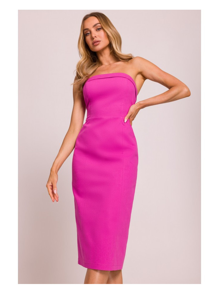 M843 Džinsinė midi suknelė - rožinė