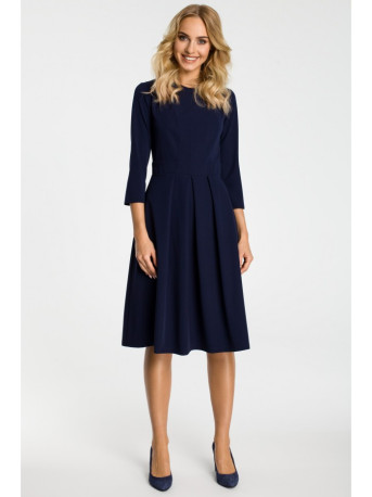 M335 Dress with box pleat in front - navy blue