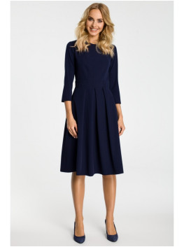 M335 Dress with box pleat in front - navy blue