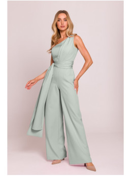 M845 Asimetriškas kombinezonas su juosmens juosta - mėtinė