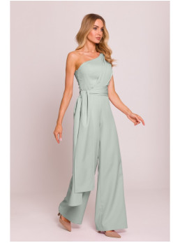 M845 Asimetriškas kombinezonas su juosmens juosta - mėtinė