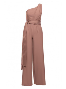 M845 Asimetriškas kombinezonas su juosmens juosta - mocca