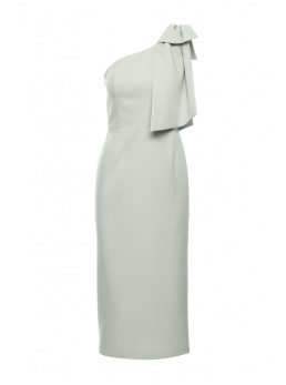 M847 Asimetriška suknelė su kaspinu - mėtinė