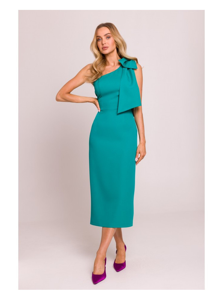 M847 Suknelė su kaspinu ant vieno peties - turkio