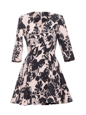 M849 Figūrą išryškinanti mini suknelė su raštu - spalva