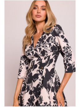 M849 Figūrą išryškinanti mini suknelė su raštu - spalva