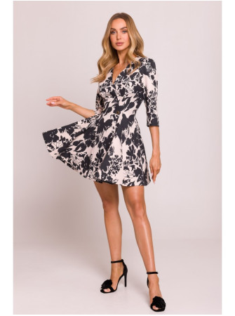 M849 Figūrą išryškinanti mini suknelė su raštu - spalva