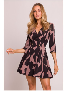 M849 Figūrą išryškinanti mini suknelė su raštu - spalva