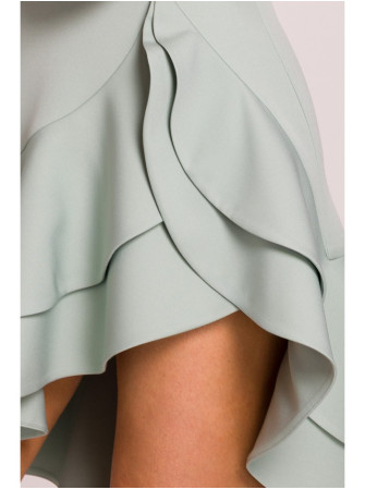 M850 Mėtų spalvos mini suknelė su raukiniais - mėtinė