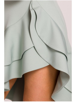 M850 Mėtų spalvos mini suknelė su raukiniais - mėtinė