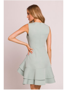 M850 Mėtų spalvos mini suknelė su raukiniais - mėtinė