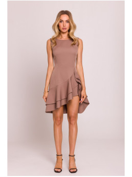 M850 Surišta mini suknelė su raukiniais - mocca