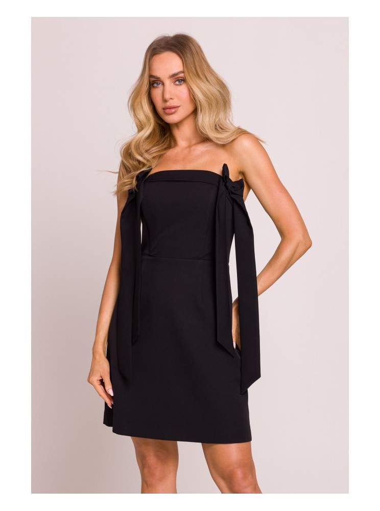 M851 Suknelė-bustiė su kaspinėliais - juoda