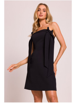 M851 Suknelė-bustiė su kaspinėliais - juoda