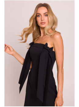 M851 Suknelė-bustiė su kaspinėliais - juoda