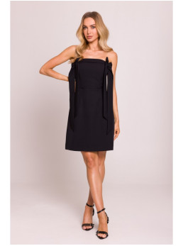 M851 Suknelė-bustiė su kaspinėliais - juoda