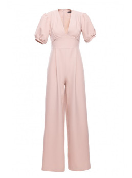 M852 Šviesiai smėlinis kombinezonas pūstomis rankovėmis - light beige