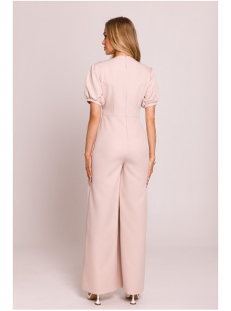 M852 Smėlio spalvos kombinezonas pūstomis rankovėmis - light beige