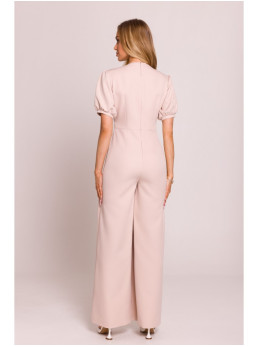 M852 Smėlio spalvos kombinezonas pūstomis rankovėmis - light beige