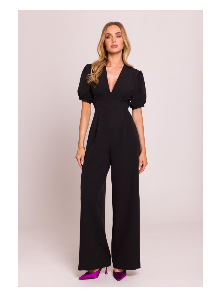 M852 Kombinezonas pūstomis rankovėmis - juoda