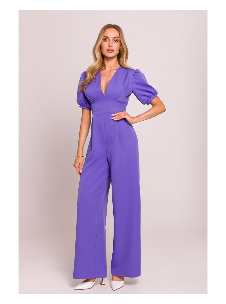 M852 Purpurinis kombinezonas pūstomis rankovėmis - light purple