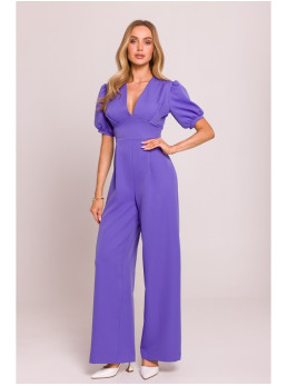 M852 Šviesiai violetinis kombinezonas pūstomis rankovėmis - light purple