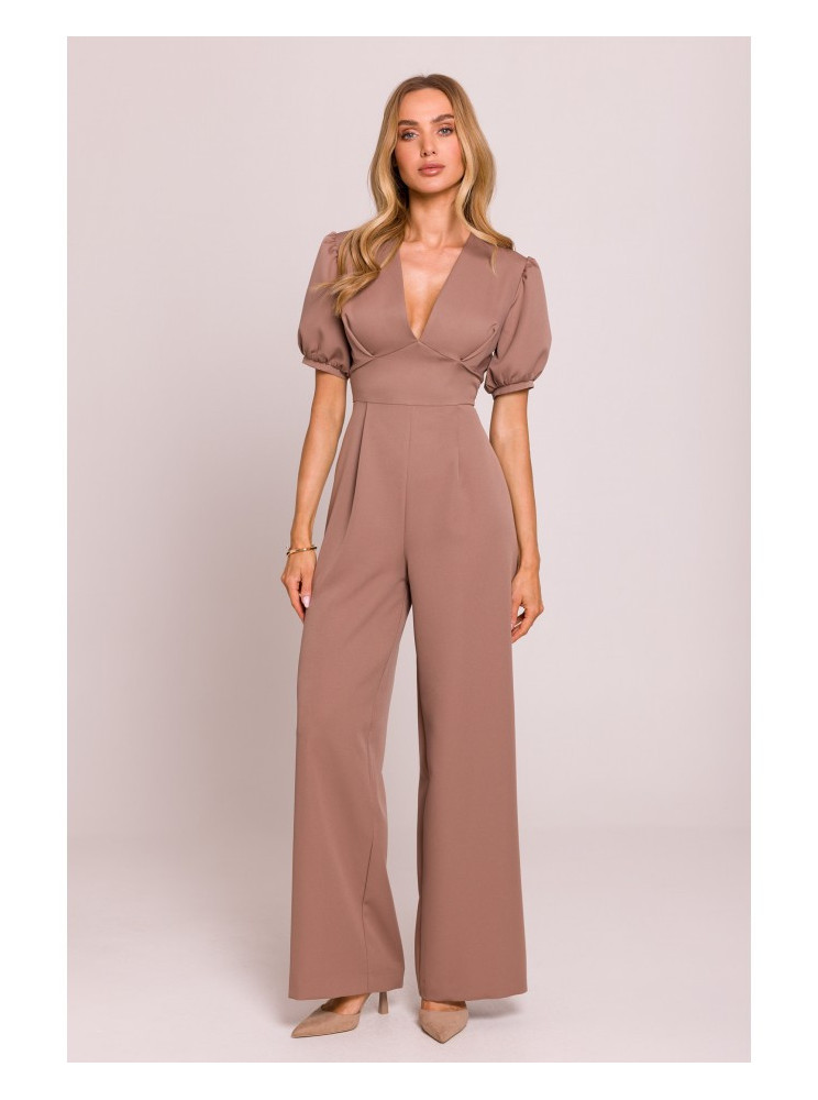 M852 Pūstų rankovių kombinezonas - mocca