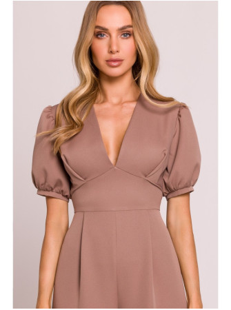 M852 Pūstomis rankovėmis kombinezonas - mocca