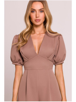 M852 Pūstų rankovių kombinezonas - mocca