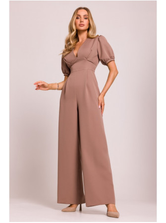 M852 Pūstomis rankovėmis kombinezonas - mocca