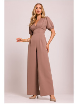 M852 Pūstų rankovių kombinezonas - mocca