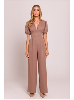 M852 Pūstomis rankovėmis kombinezonas - mocca