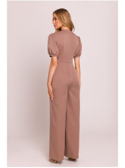 M852 Pūstų rankovių kombinezonas - mocca