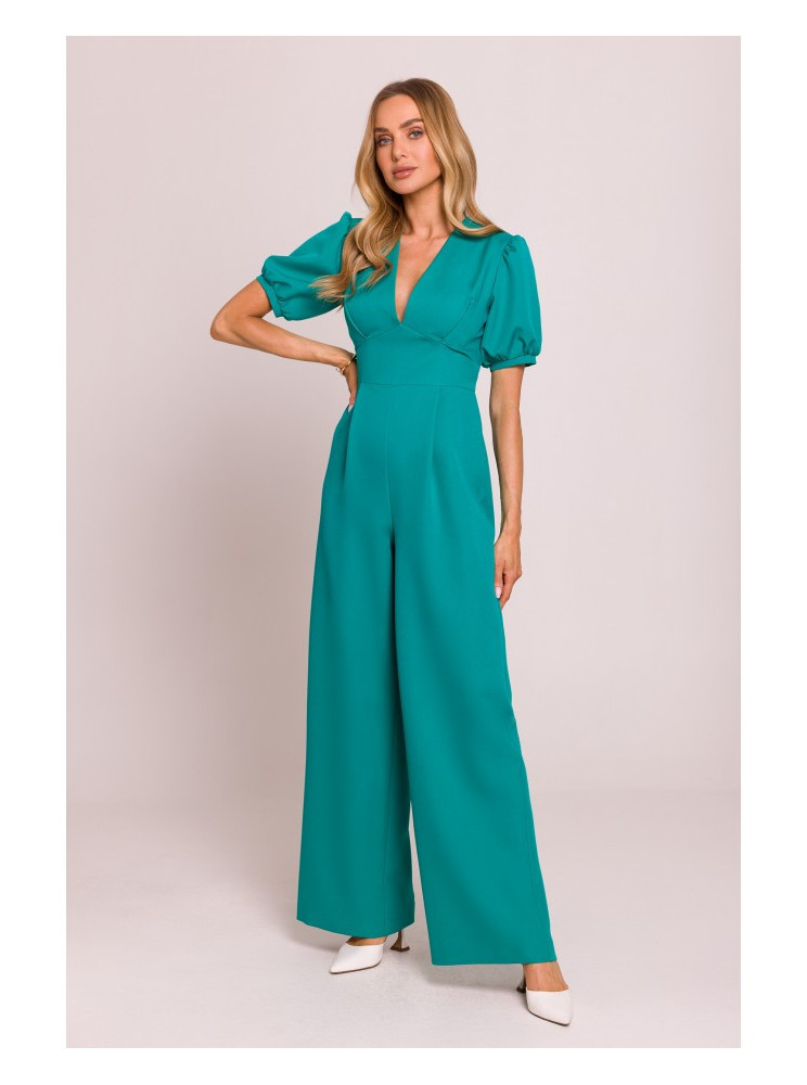 M852 Turkio spalvos kombinezonas pūstomis rankovėmis - turkio