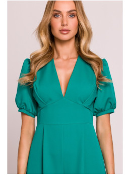 M852 Turkio spalvos kombinezonas pūstomis rankovėmis - turkio