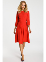 M335 Dress with box pleat in front - red