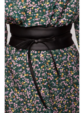 M636 Faux leather tie belt- black