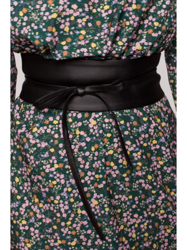 M636 Faux leather tie belt- black