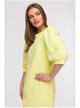 B291 A silueto suknelė pūstomis rankovėmis - lemon