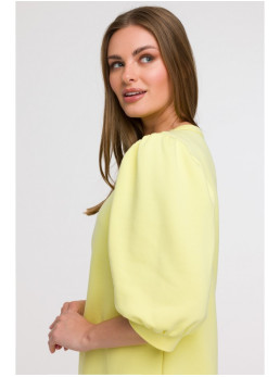 B291 A silueto suknelė pūstomis rankovėmis - lemon