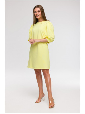 B291 A silueto suknelė pūstomis rankovėmis - lemon