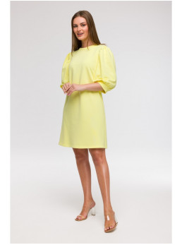 B291 A silueto suknelė pūstomis rankovėmis - lemon