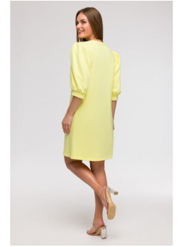 B291 A silueto suknelė pūstomis rankovėmis - lemon
