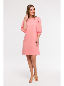 B291 A silueto suknelė pūstomis rankovėmis - koralinė