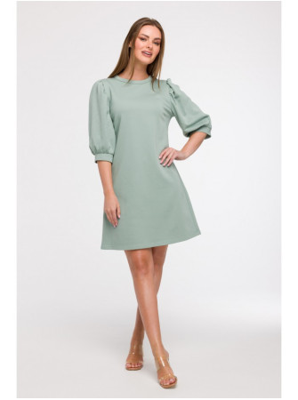 B291 A silueto suknelė pūstomis rankovėmis - mėtinė
