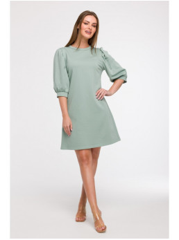 B291 A silueto suknelė pūstomis rankovėmis - mėtinė
