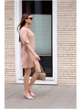 B291 A silueto suknelė pūstomis rankovėmis - mocca