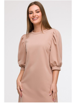 B291 A silueto suknelė pūstomis rankovėmis - mocca