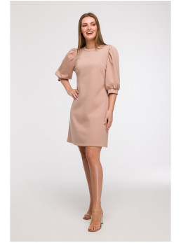 B291 A silueto suknelė pūstomis rankovėmis - mocca