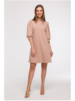 B291 A silueto suknelė pūstomis rankovėmis - mocca